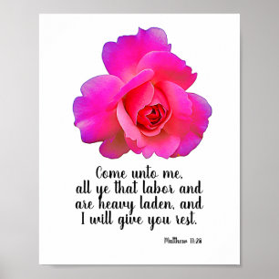 Matthew 11:28 I Will Give You Rest Bible Quote Poster