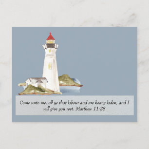 Matthew 11:28 Lighthouse Get Well Soon Postcard