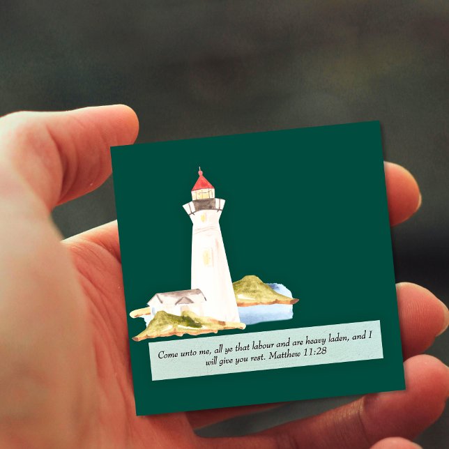 Matthew 11:28 Lighthouse  Square Business Card (Matthew 11:28 Lighthouse Square Business Card)