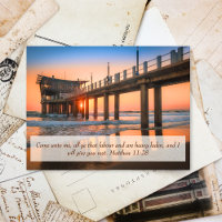 Matthew 11:28 Ocean Sunset Pier Get Well Soon