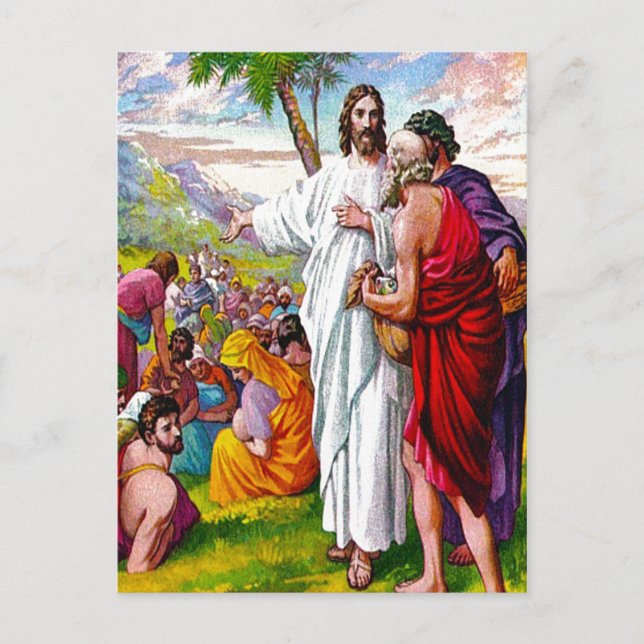 Matthew 14:13-21 Jesus Feeds 5000 Men postcard (Front)