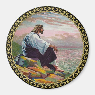 Matthew 14:22-23 Jesus Prays by Himself by the sea Magnet