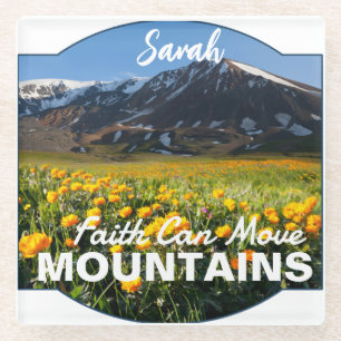 Matthew 17:20 Faith Can Move Mountains Custom Glass Coaster