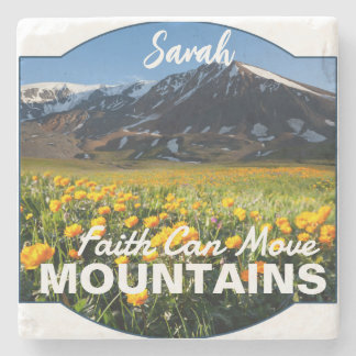 Matthew 17:20 Faith Can Move Mountains Custom Stone Coaster