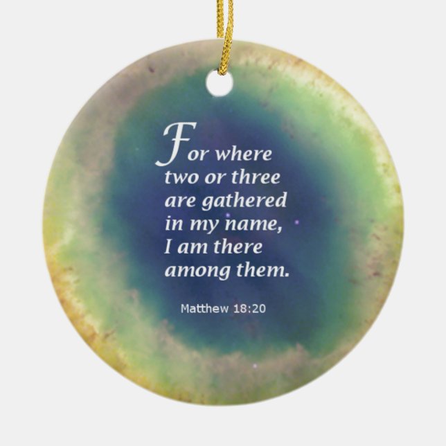 Matthew 18:20 ceramic tree decoration (Front)