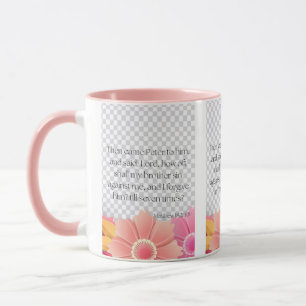 Matthew 18:21 KJV Bible Scripture Pic Two-Tone Mug