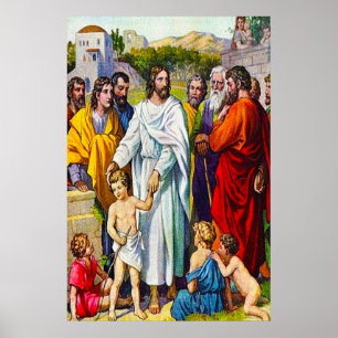 Matthew 19:13-15 Little Children Come to Jesus Poster