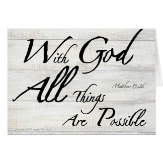 Matthew 19:26 Bible Verse on Woodgrain Image