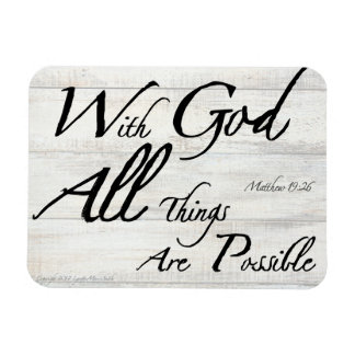 Matthew 19:26 Bible Verse on Woodgrain Magnet