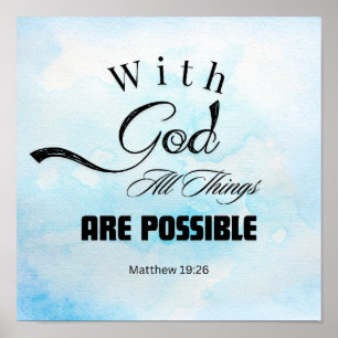 Matthew 19:26 Typography Design Poster