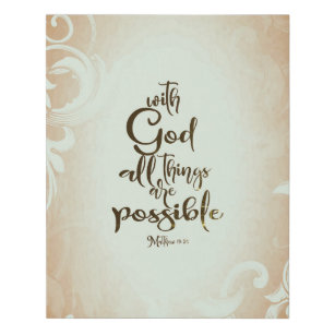 Matthew 19:26 With God All Things are Possible Faux Canvas Print