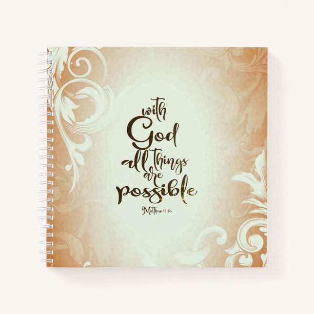 Matthew 19:26 With God All Things are Possible Notebook (Front)