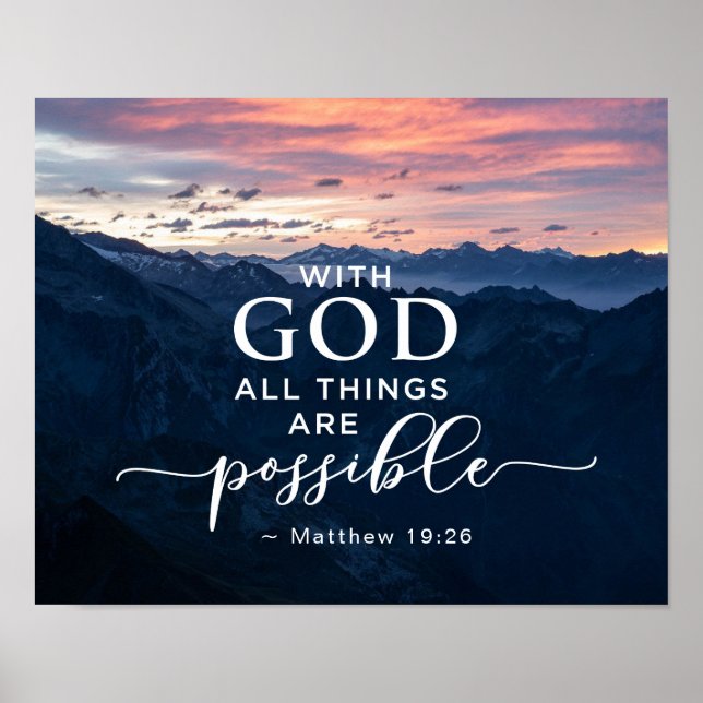 Matthew 19:26 With God All Things are Possible Pos Poster (Front)