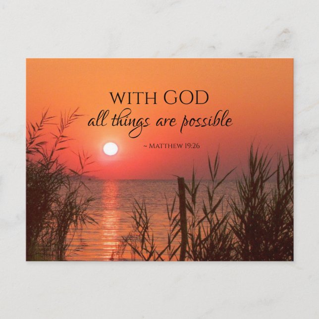 Matthew 19:26 With God all things are possible Postcard (Front)