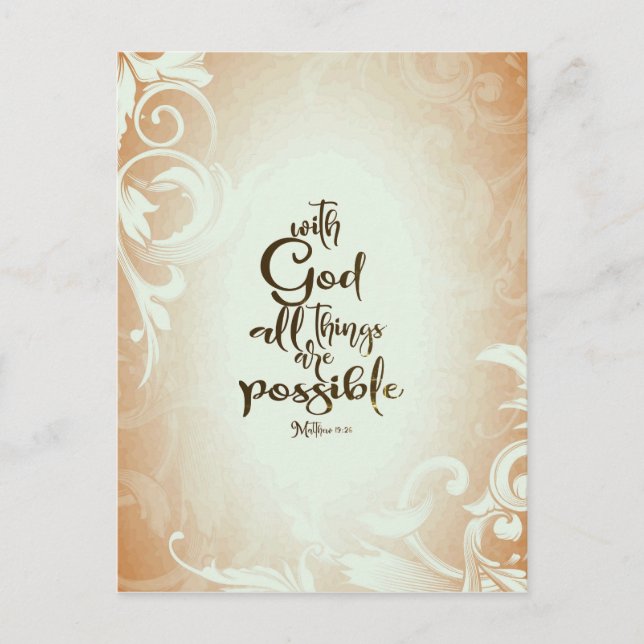 Matthew 19:26 With God All Things are Possible Postcard (Front)