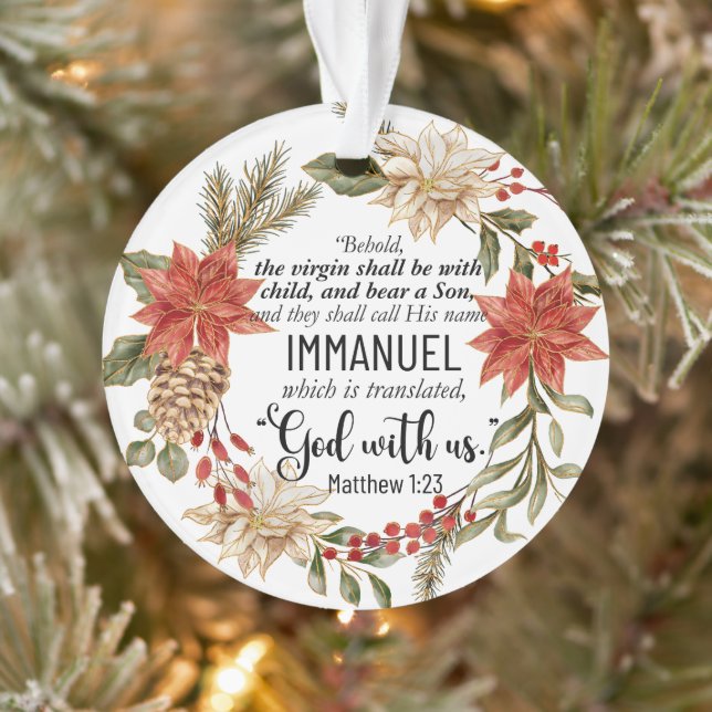 Matthew 1:23 Immanuel God with us Christmas Floral Ornament (Tree)