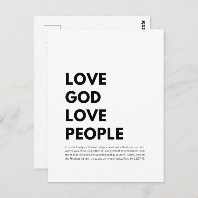 Matthew 22:37-40 Love God Love People Postcard (Front/Back)