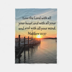 MATTHEW 22:37 SUNRISE SCRIPTURE VERSE DESIGN FLEECE BLANKET