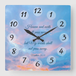 Matthew 24:35 square wall clock