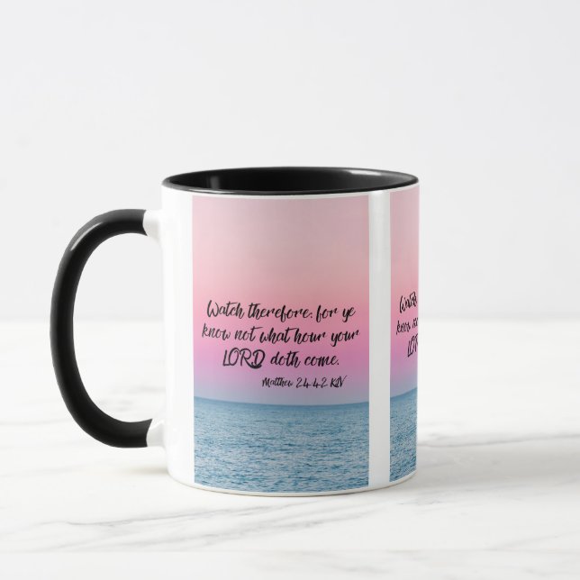 Matthew 24:42 KJV Bible Verse Pic Two-Tone Mug (Left)