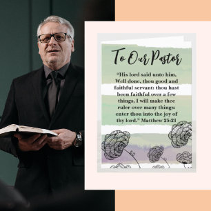 Matthew 25:21 Pastor Appreciation  Thank You Card