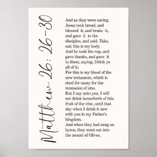 Matthew 26:26-30 Typography Wall Art Print
