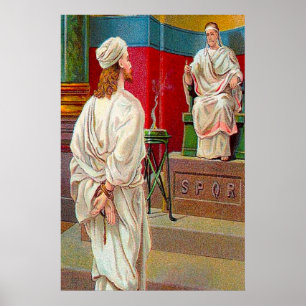 Matthew 27:11-26 Pilate Questions Jesus poster