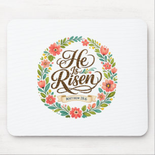 Matthew 286 Leopard Pattern Floral Easter Jesus He Mouse Pad