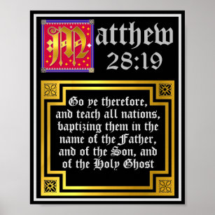 Matthew 28 19 Illuminated New Testament Quote Poster