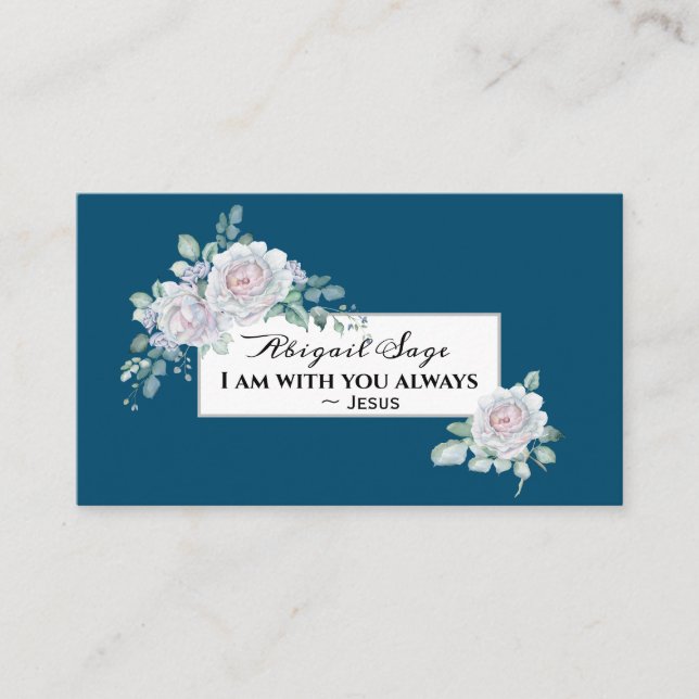 Matthew 28:20, I Am with You Always Bible, Floral Business Card (Front)