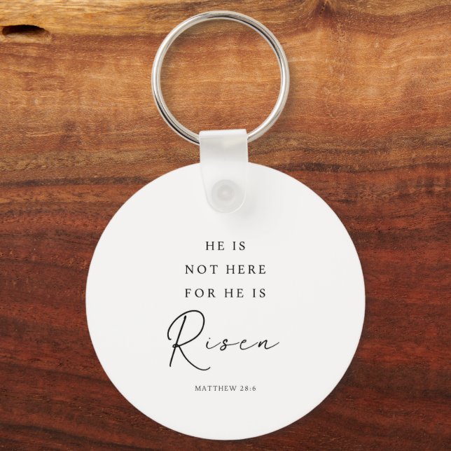 Matthew 28:6 He is Risen, Christian Easter Key Ring (Front)