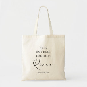Matthew 28:6 He is Risen, Christian Easter Tote Bag
