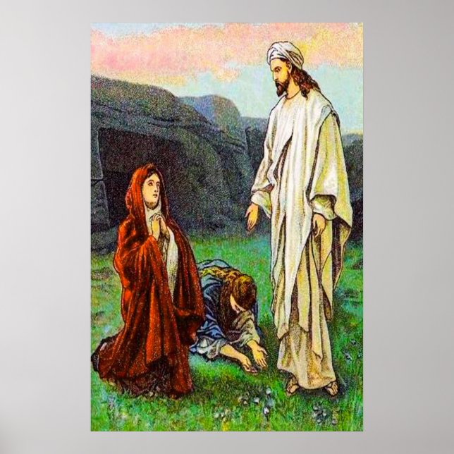 Matthew 28:8-10 The Women See Jesus Alive poster (Front)