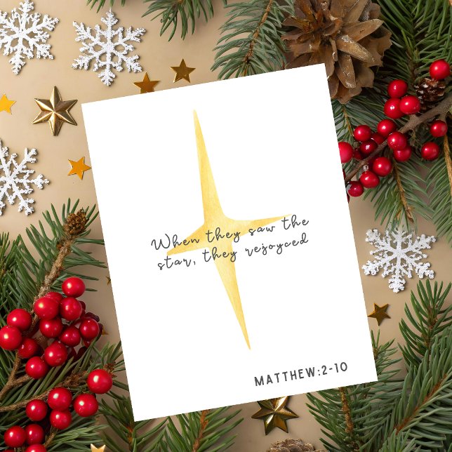 Matthew 2:10 Christian Holiday Card (Matthew 2:10 Christmas Greeting Card)
