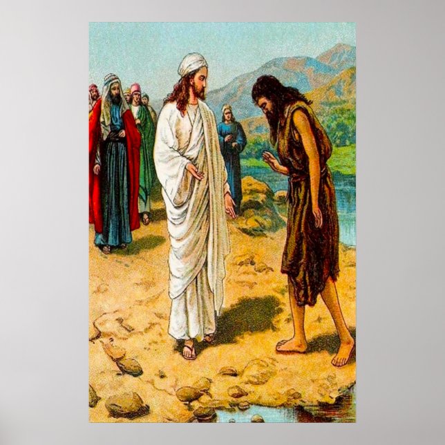 Matthew 3:13-15 Jesus Comes to John Poster (Front)