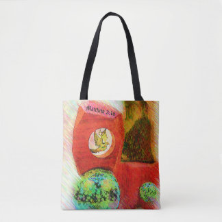 Matthew 3:16 Dove over Earth Tote Bag