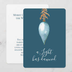 Matthew 4:16 Custom Blue Watercolor Christmas Holiday Card