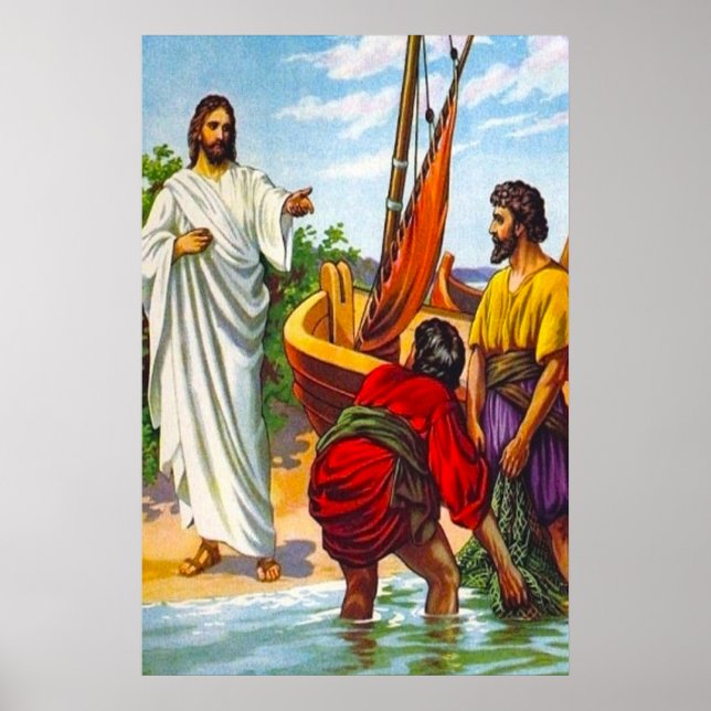 Matthew 4:18-22 Jesus Calls Fishermen to Follow 2 Poster (Front)