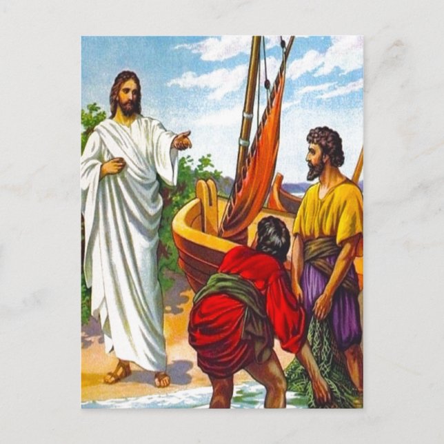 Matthew 4:18-22 Jesus Calls Fishermen to Follow 2p Postcard (Front)