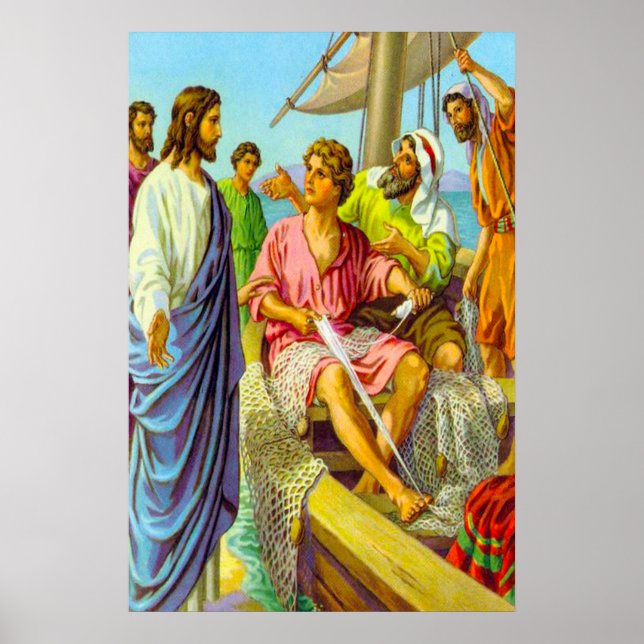 Matthew 4:18-22 Jesus Calls Fishermen to Follow Poster (Front)