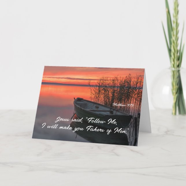Matthew 4:19 Fishers of Men Christian Bible Verse Card (Front)