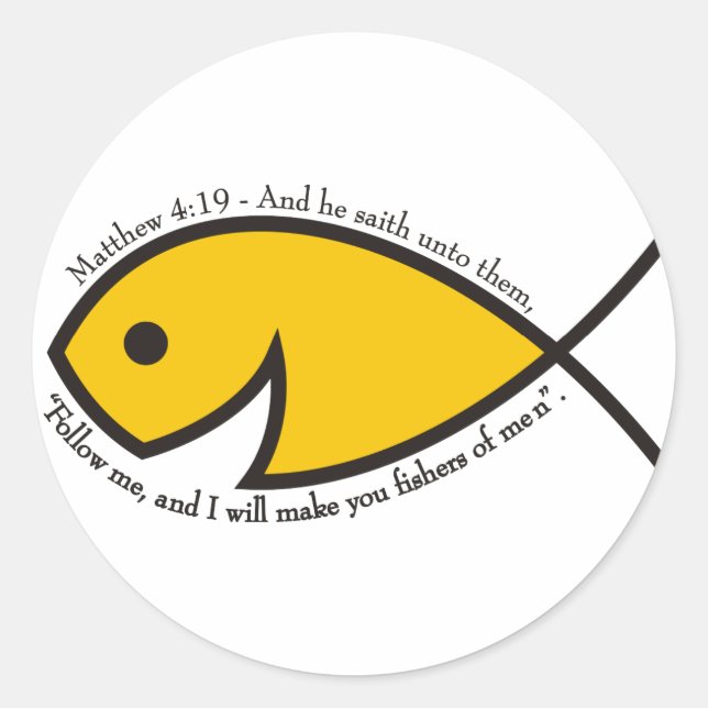 Matthew 4:19 Fishers Of Men Classic Round Sticker (Front)