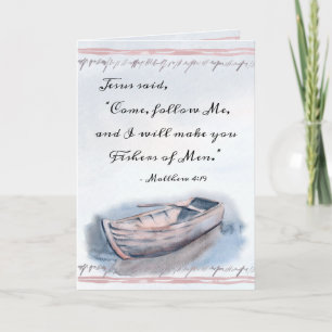 Matthew 4:19 Jesus said, "Come follow Me",  Bible Card