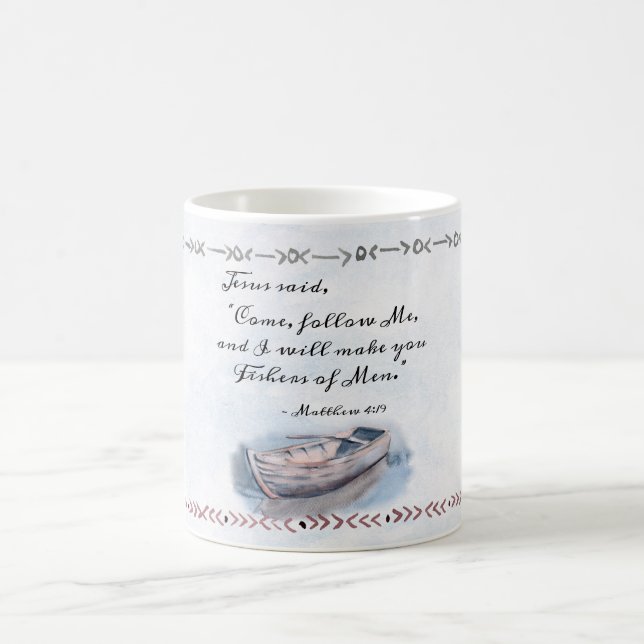 Matthew 4:19 Jesus said, "Come follow Me" Bible Coffee Mug (Center)