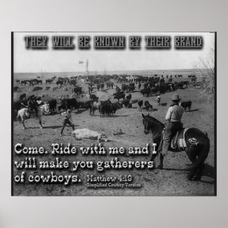 Matthew 4:19 Simplified Cowboy Version Poster