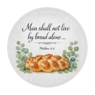 Matthew 4:4 Challah Board, Messianic Jewish Gift Cutting Board