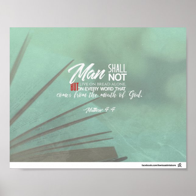 Matthew 4:4 - Man shall live on word Poster (Front)