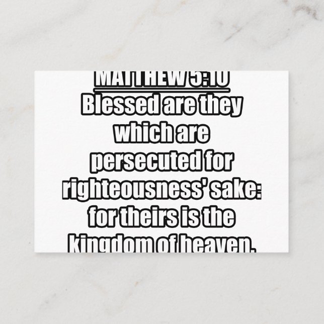 Matthew 5:10 KJV Bible Verse Typography Enclosure Card (Back)
