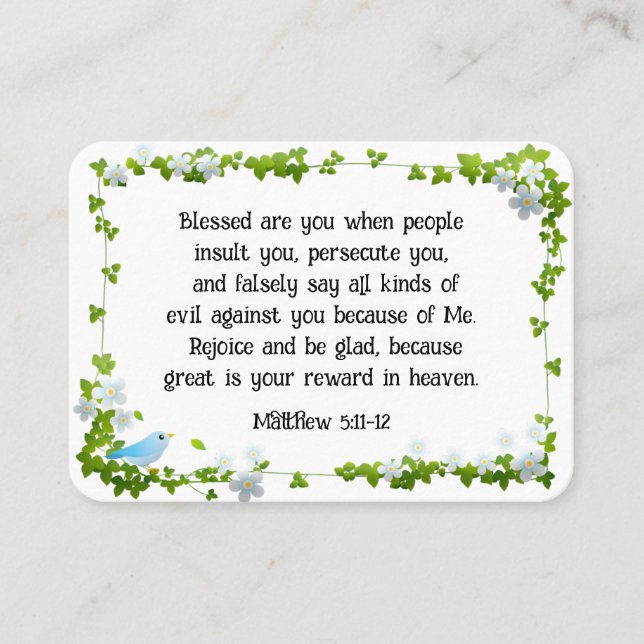 Matthew 5:11-12 Blessed are you Beatitudes Bible Business Card (Front)