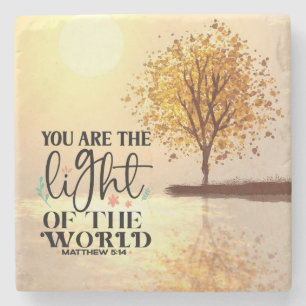 Matthew 5:14 You are the Light of the World Bible Stone Coaster